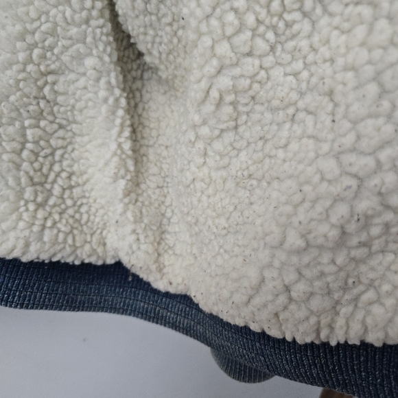 Vtg 90s AKA BAY Puffy Denim Sherpa Lined Mens L Bomber Trucker Jacket Y2K - Picture 4 of 16